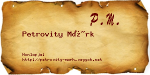 Petrovity Márk névjegykártya